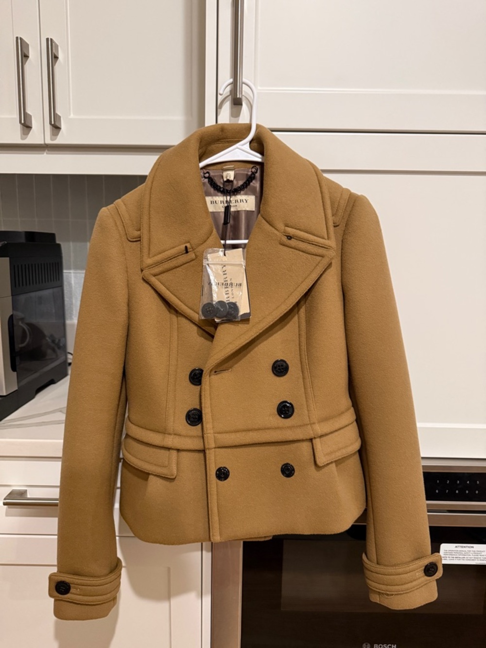 Burberry Camel Wool Double-Breasted Coat